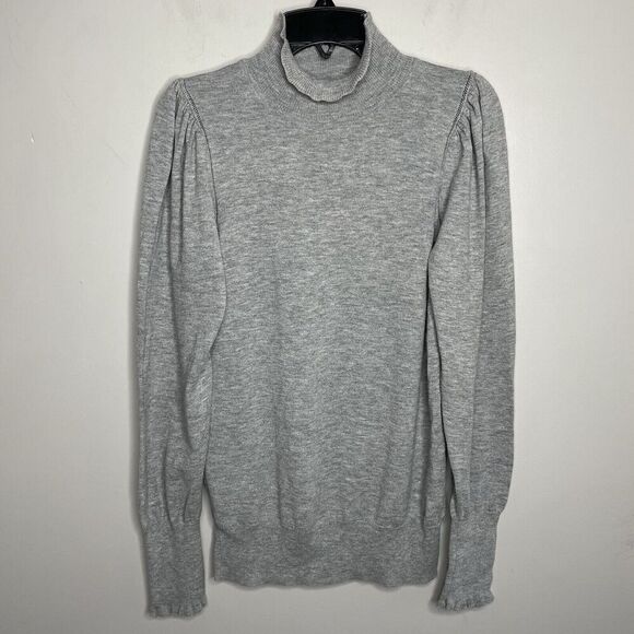 La Vie Rebecca Taylor Sweater Women XS Gray Turtleneck Lightweight Wool Blend - Picture 3 of 14